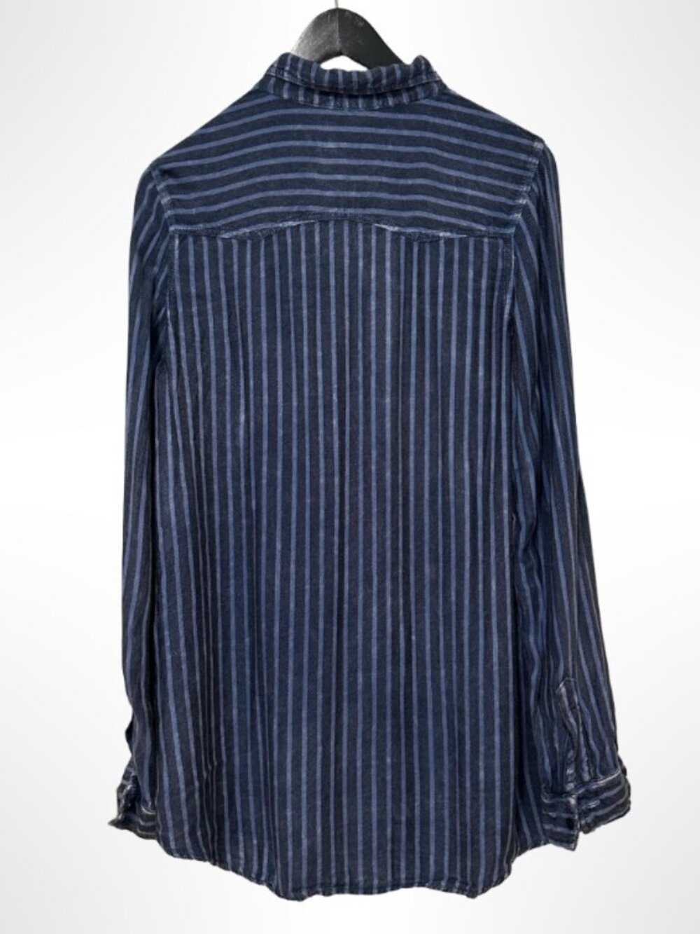 THE NU VINTAGE Oversized Longline Boyfriend Button Down Shirt Blue NWT - Picture 3 of 5